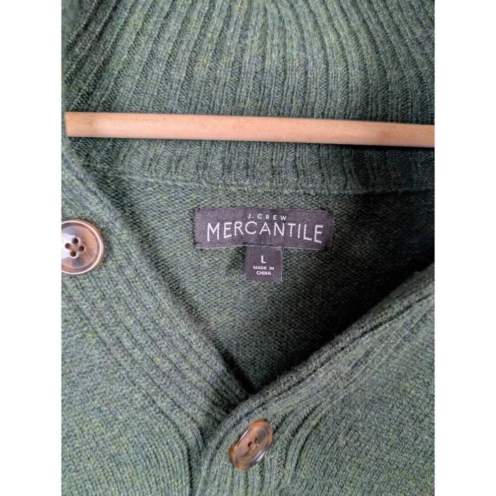 J. Crew Mercantile Shawl Collar Sweater Mens L Grandpacore‎ Wool Blend Green 173